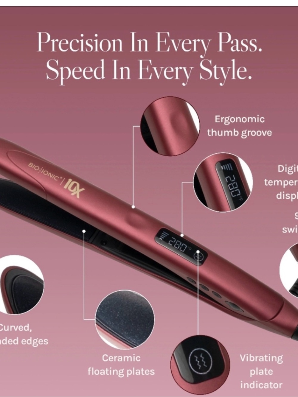 Bio ionic velvet rouge 10x Hair Straightener - Picture 2 of 4